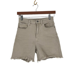 Everlane The Way High Cutoff Shorts size 25 Stretch Denim Flax